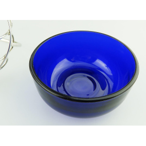 A lovely designer antique cobalt blue glass silvered wired Dish / Bowl C.1900+
