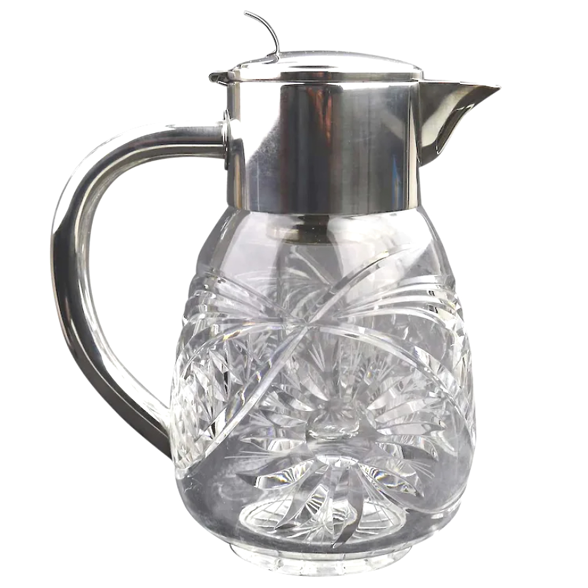 A substantial WMF deep cut glass & silver plate Lemonade Jug & ice holder C.1935+