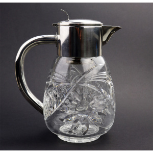A substantial WMF deep cut glass & silver plate Lemonade Jug & ice holder C.1935+