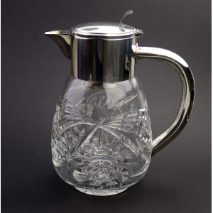A substantial WMF deep cut glass & silver plate Lemonade Jug & ice holder C.1935+