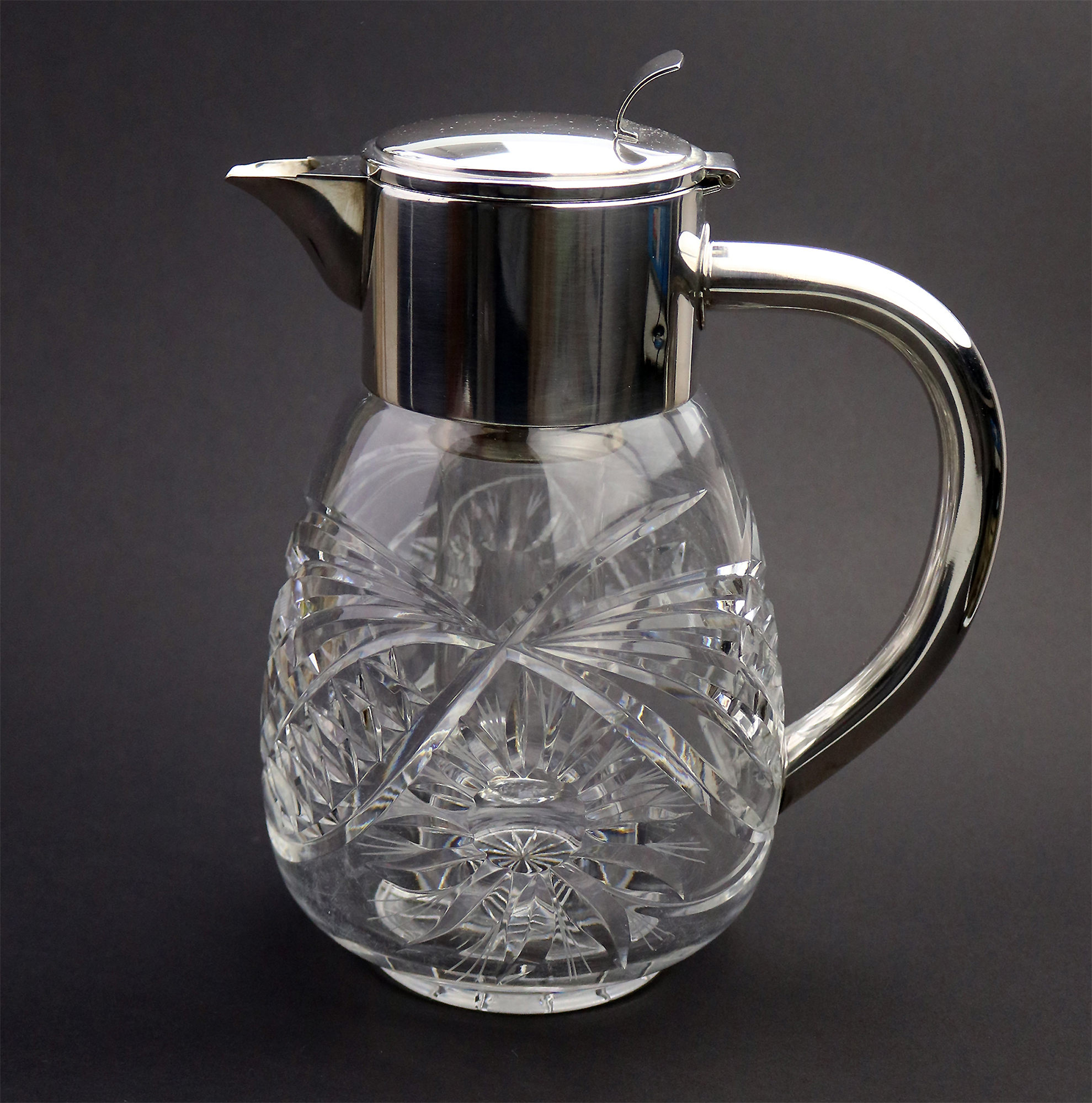 A substantial WMF deep cut glass & silver plate Lemonade Jug & ice holder C.1935+