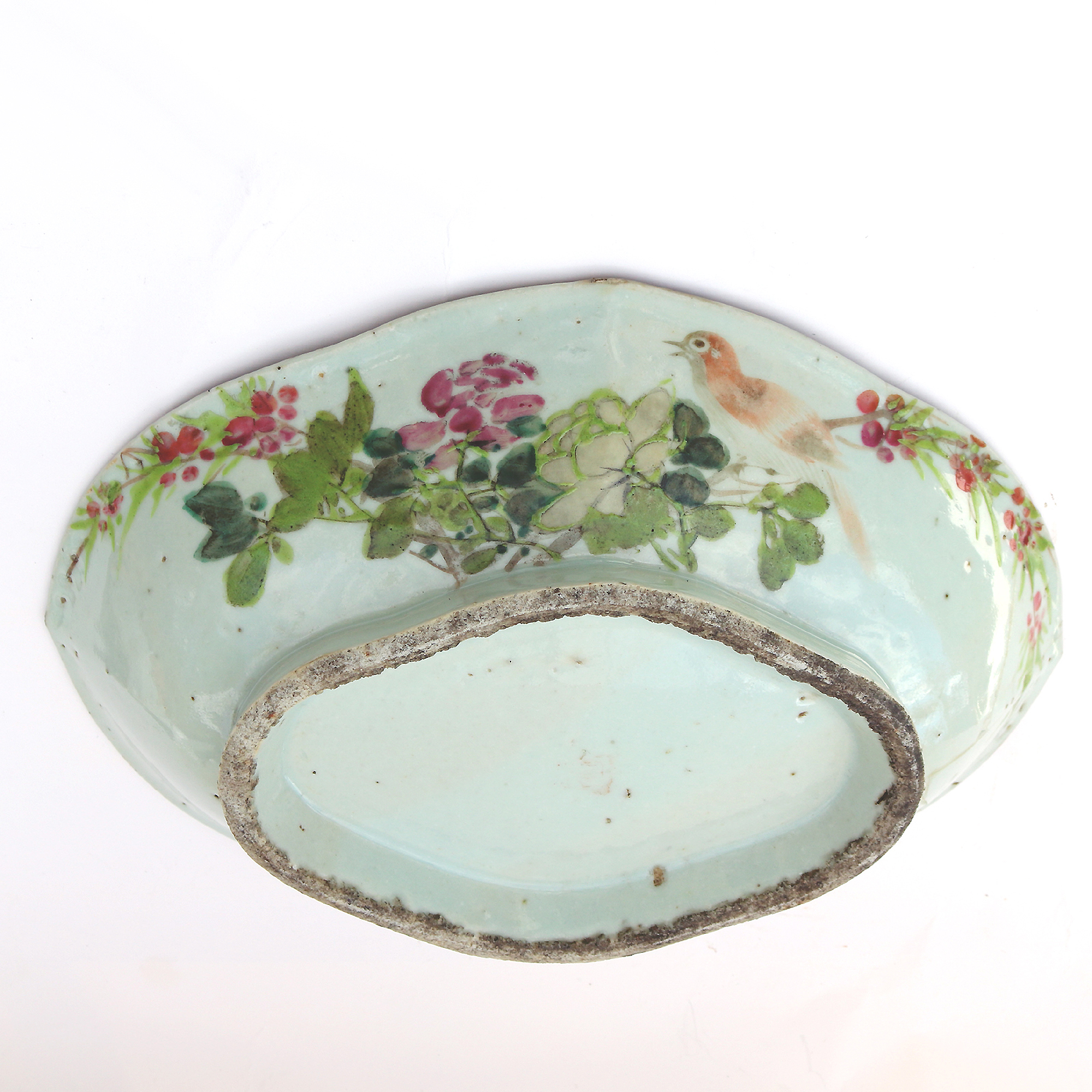 Antique Chinese hand-painted porcelain lobed text Dish C.1810-30