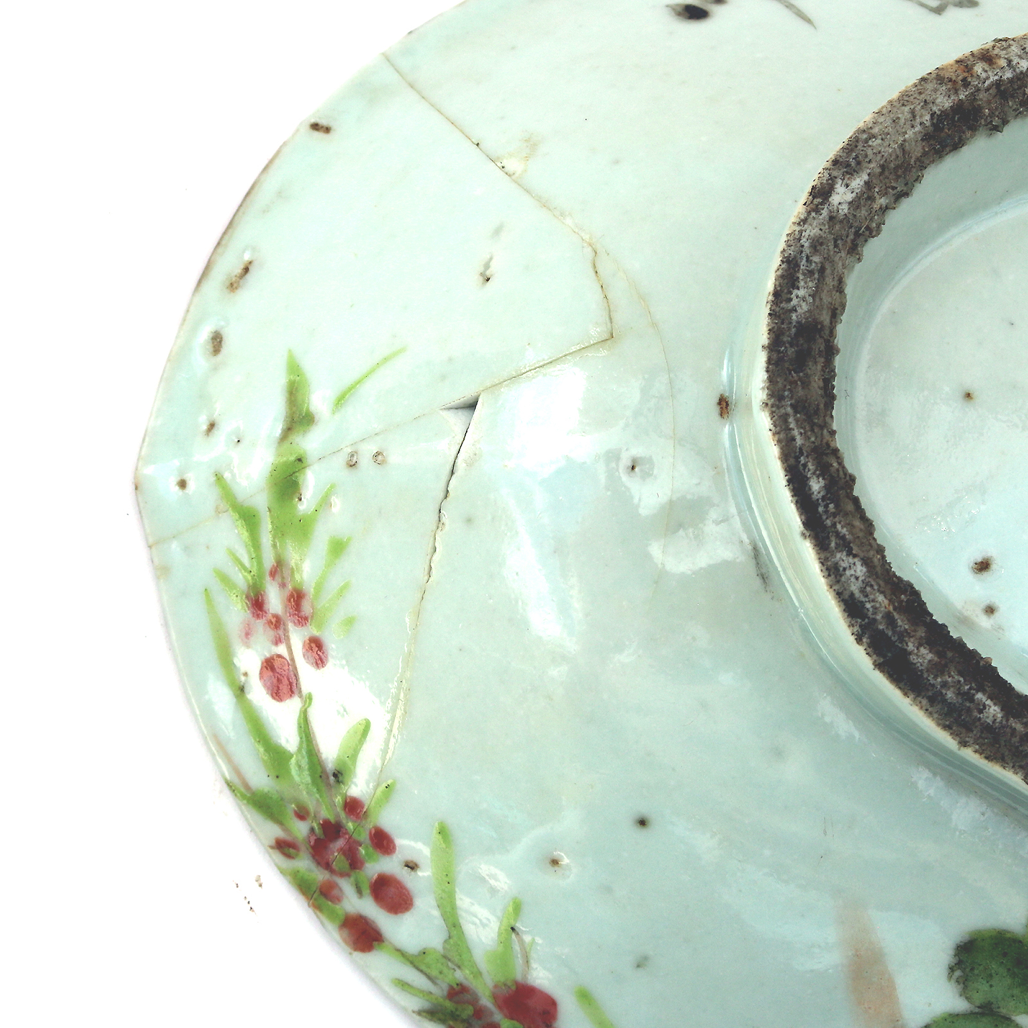 Antique Chinese hand-painted porcelain lobed text Dish C.1810-30