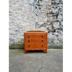 Vintage Lebus 1940s Oak Chest Of Drawers Three Drawer Cabinet Highly Detailed