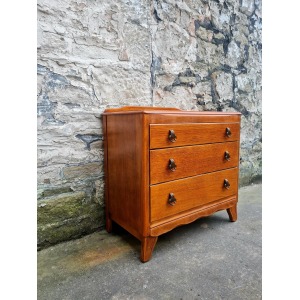 Vintage Lebus 1940s Oak Chest Of Drawers Three Drawer Cabinet Highly Detailed