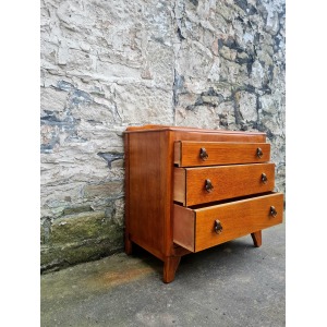 Vintage Lebus 1940s Oak Chest Of Drawers Three Drawer Cabinet Highly Detailed