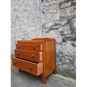Vintage Lebus 1940s Oak Chest Of Drawers Three Drawer Cabinet Highly Detailed