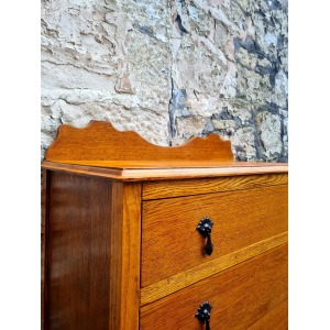 Vintage Oak Chest Of Drawers Three Drawer Cabinet Lovely Ebonised Detailing