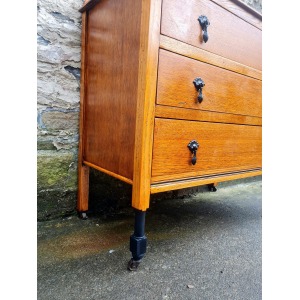 Vintage Oak Chest Of Drawers Three Drawer Cabinet Lovely Ebonised Detailing