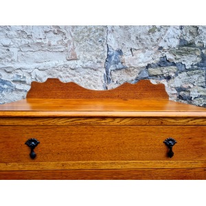 Vintage Oak Chest Of Drawers Three Drawer Cabinet Lovely Ebonised Detailing