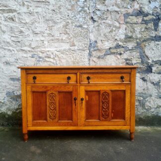 Vintage Oak Chest Of Drawers Sideboard Two Drawer Lovely Detailing Super Proportions