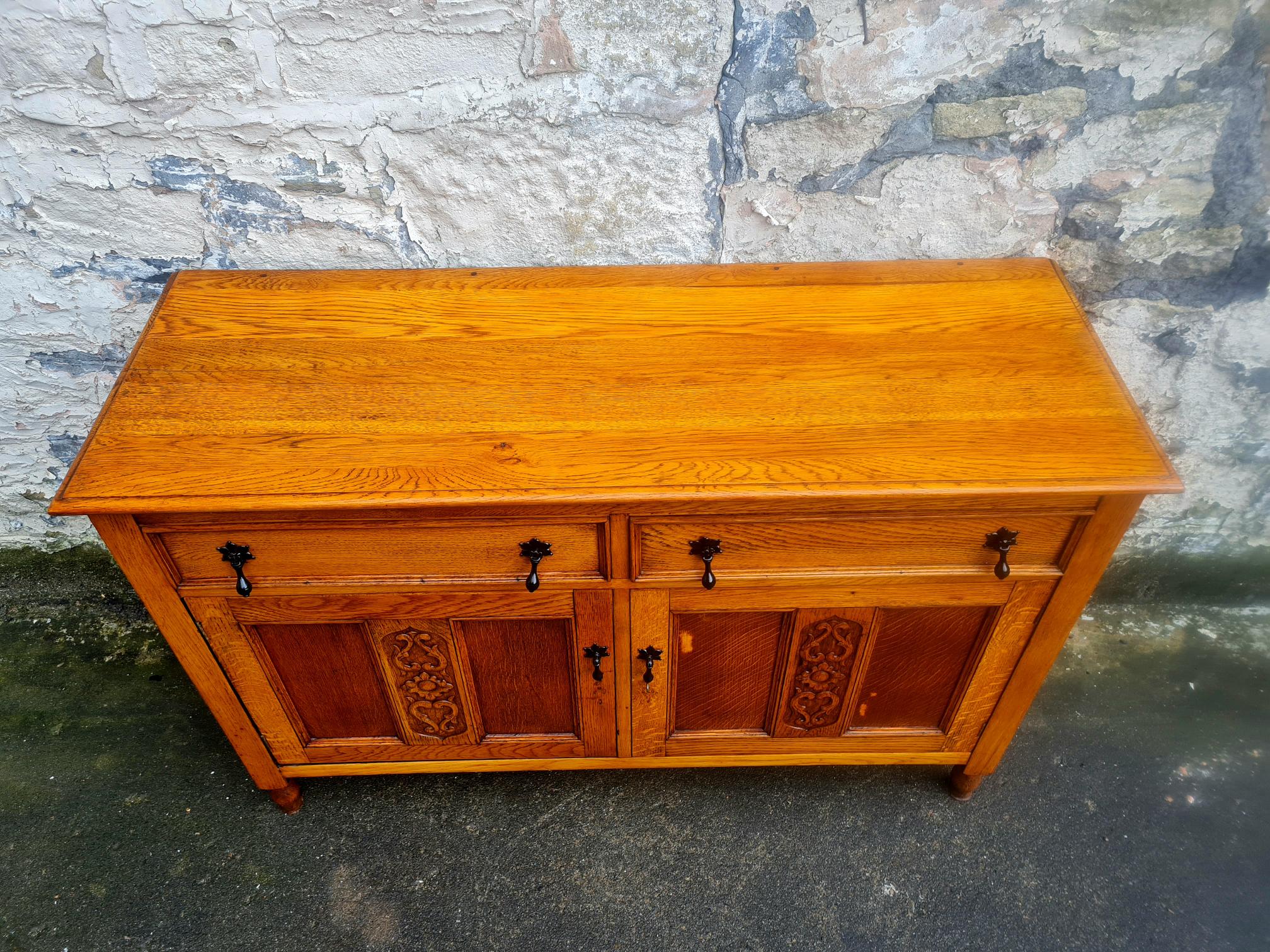 Vintage Oak Chest Of Drawers Sideboard Two Drawer Lovely Detailing Super Proportions