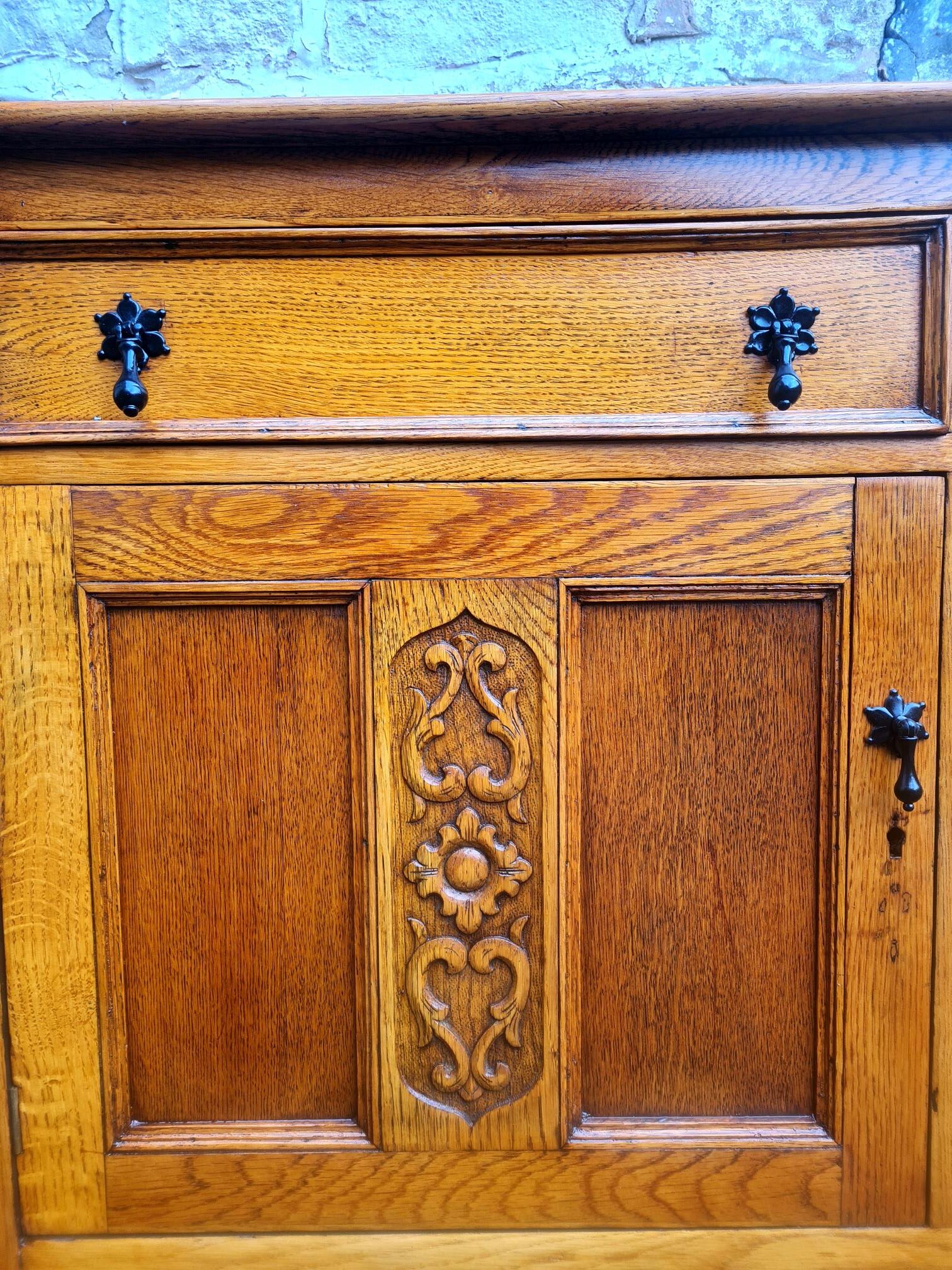 Vintage Oak Chest Of Drawers Sideboard Two Drawer Lovely Detailing Super Proportions