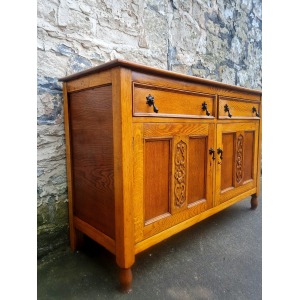 Vintage Oak Chest Of Drawers Sideboard Two Drawer Lovely Detailing Super Proportions