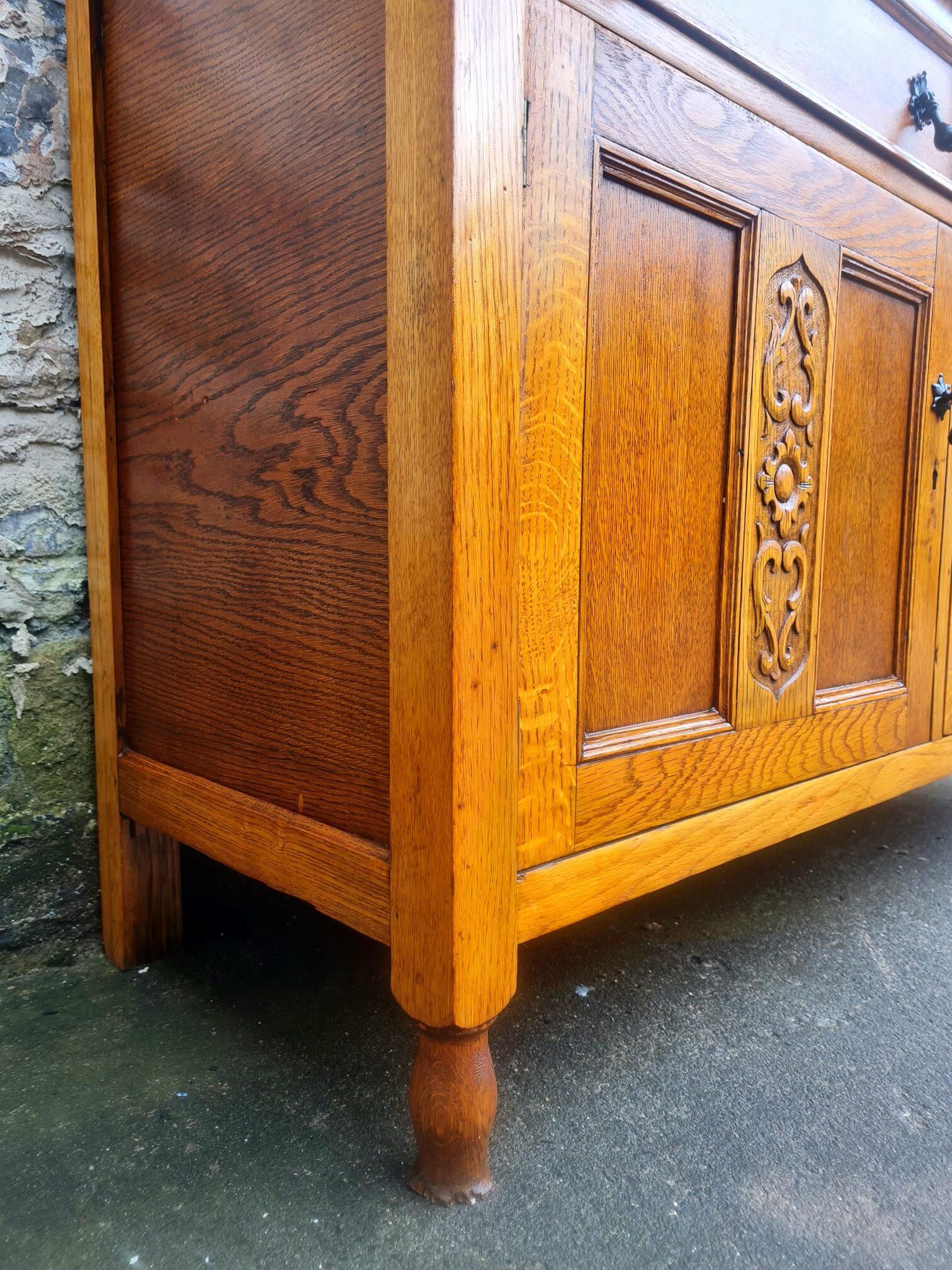 Vintage Oak Chest Of Drawers Sideboard Two Drawer Lovely Detailing Super Proportions