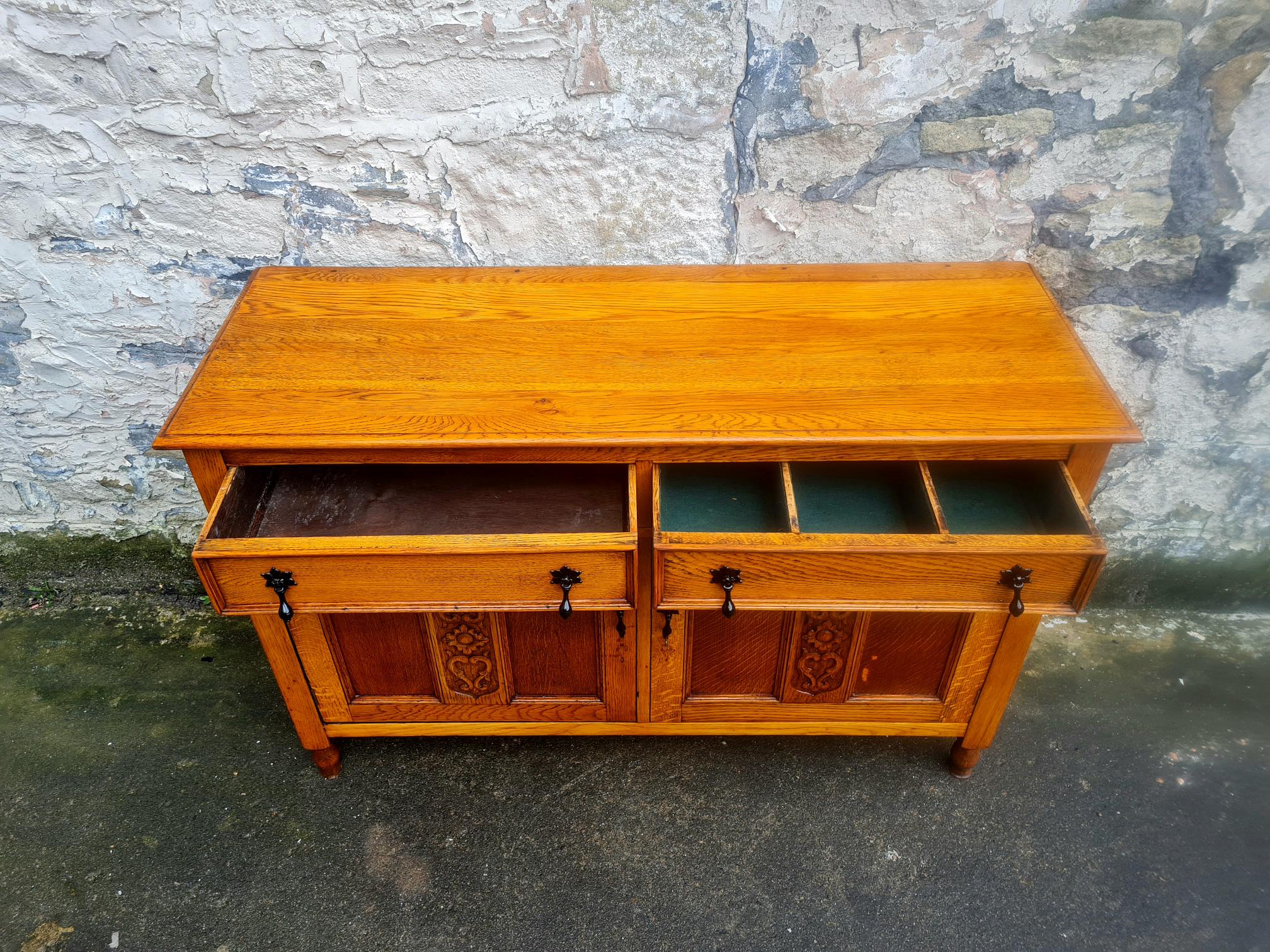 Vintage Oak Chest Of Drawers Sideboard Two Drawer Lovely Detailing Super Proportions