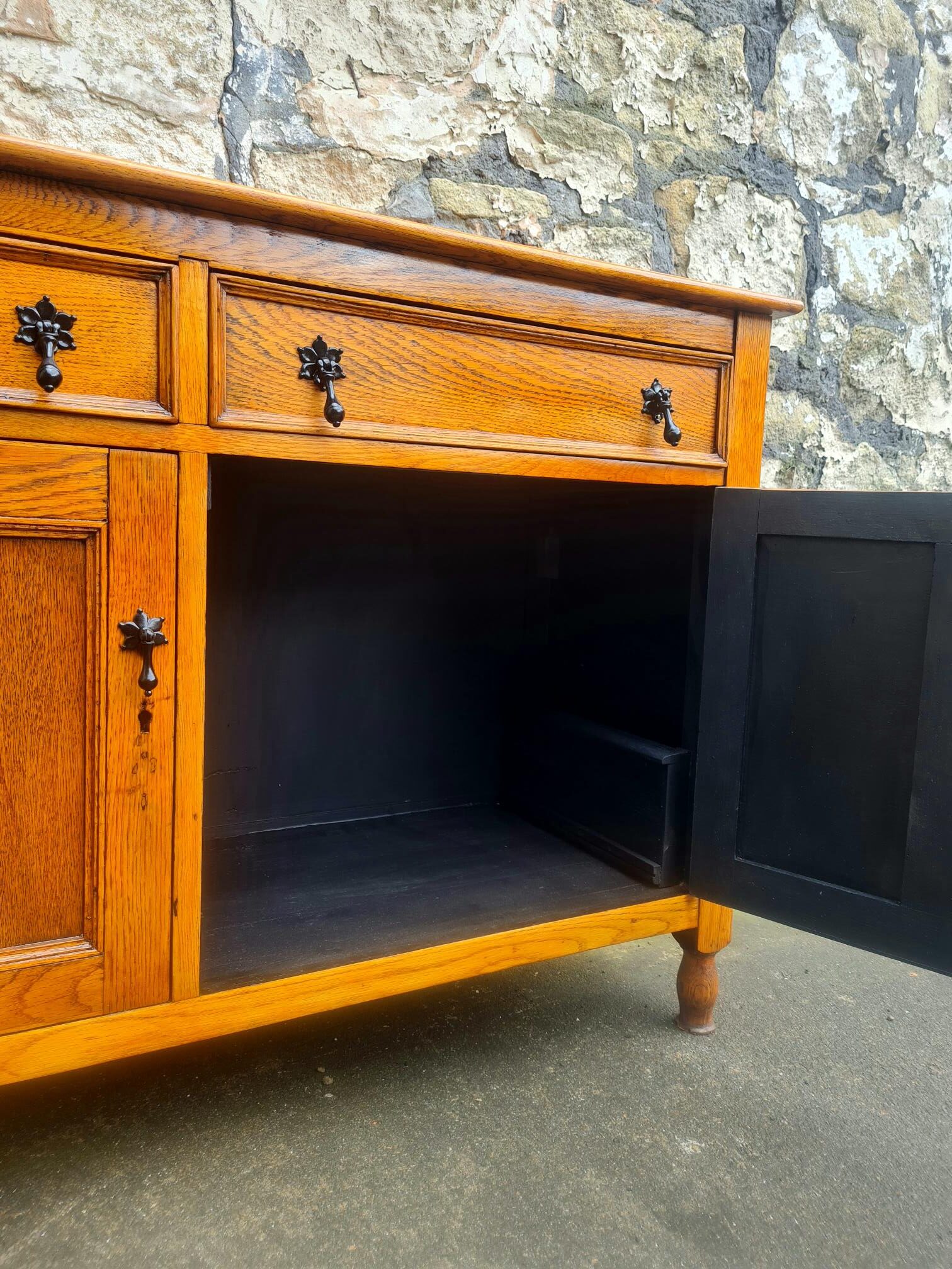 Vintage Oak Chest Of Drawers Sideboard Two Drawer Lovely Detailing Super Proportions