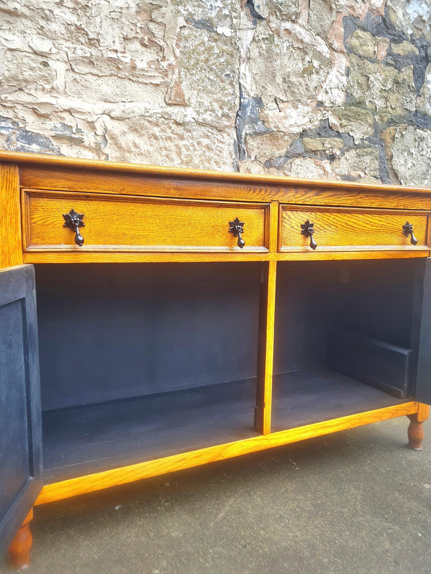Vintage Oak Chest Of Drawers Sideboard Two Drawer Lovely Detailing Super Proportions