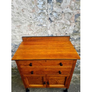 Vintage Chest Of Drawers Cabinet Oak And Ebonised Two Drawer Tall Large Super Proportions Beautiful Detailing