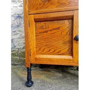 Vintage Chest Of Drawers Cabinet Oak And Ebonised Two Drawer Tall Large Super Proportions Beautiful Detailing