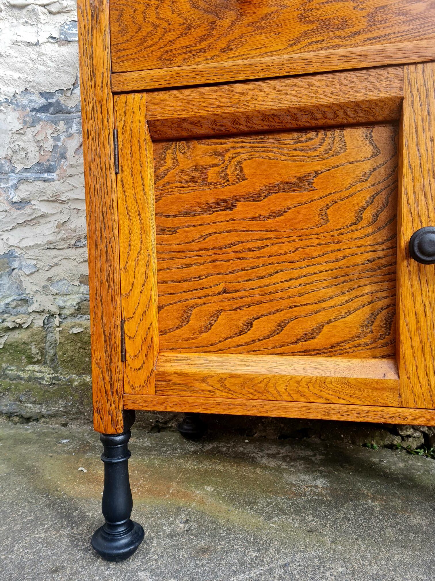 Vintage Chest Of Drawers Cabinet Oak And Ebonised Two Drawer Tall Large Super Proportions Beautiful Detailing