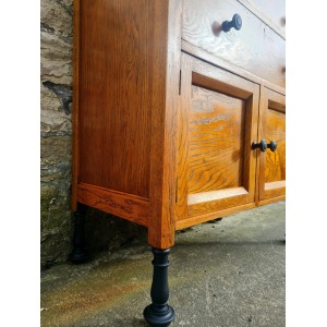 Vintage Chest Of Drawers Cabinet Oak And Ebonised Two Drawer Tall Large Super Proportions Beautiful Detailing