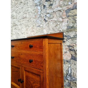 Vintage Chest Of Drawers Cabinet Oak And Ebonised Two Drawer Tall Large Super Proportions Beautiful Detailing