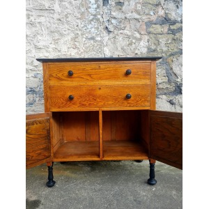 Vintage Chest Of Drawers Cabinet Oak And Ebonised Two Drawer Tall Large Super Proportions Beautiful Detailing
