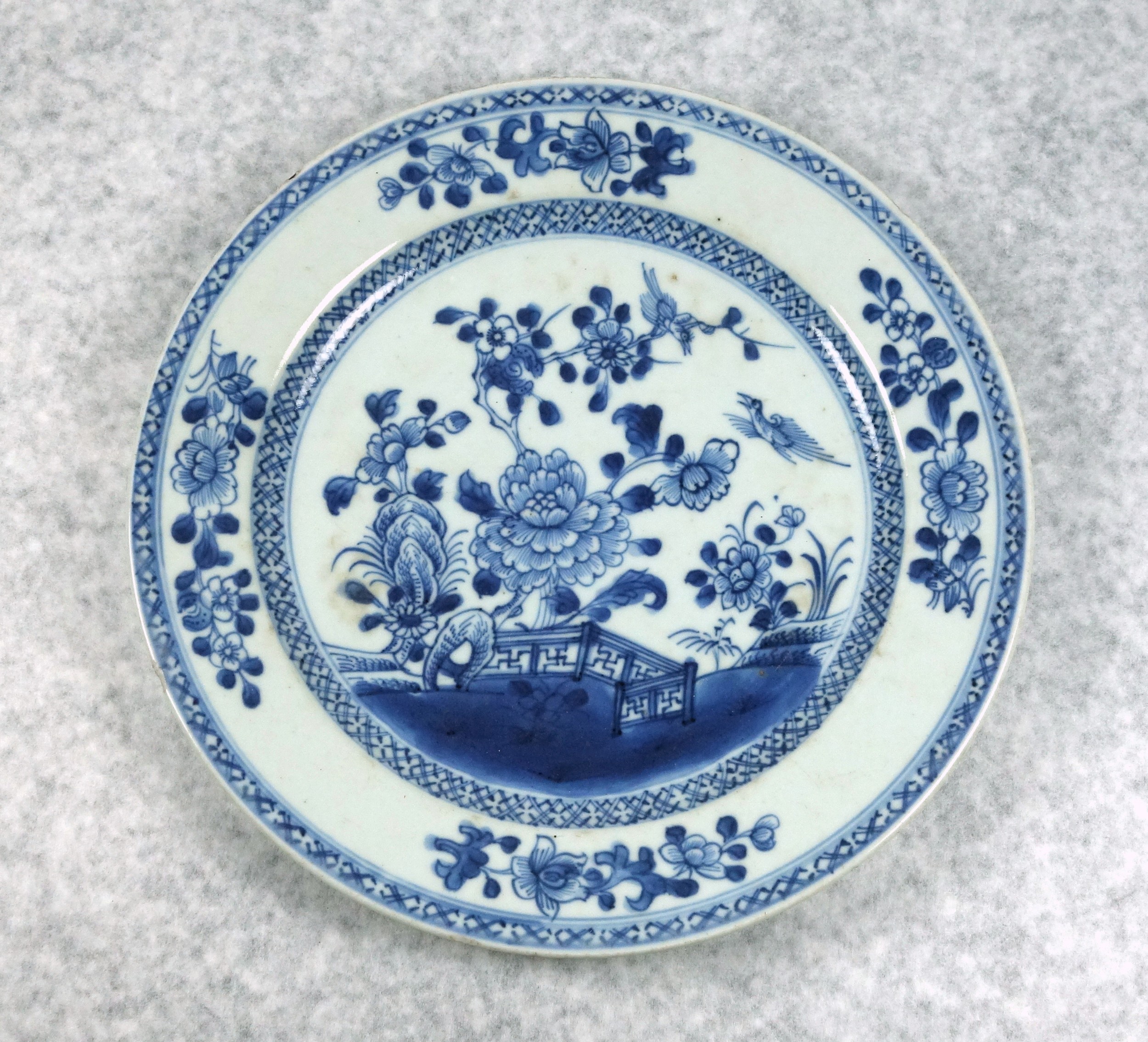 An attractive antique Chinese export hand-painted Plate C.18thC