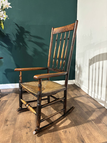 18th Century Lancashire Spindle Back Rocking Chair
