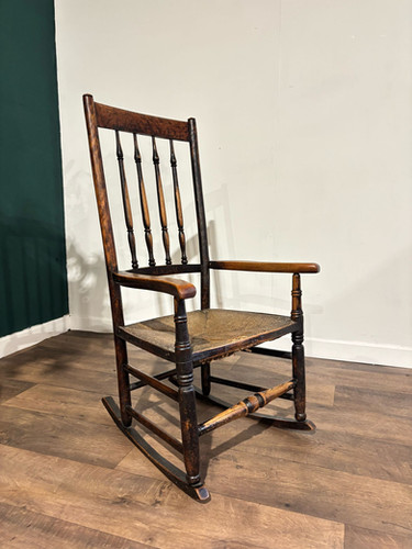 18th Century Lancashire Spindle Back Rocking Chair