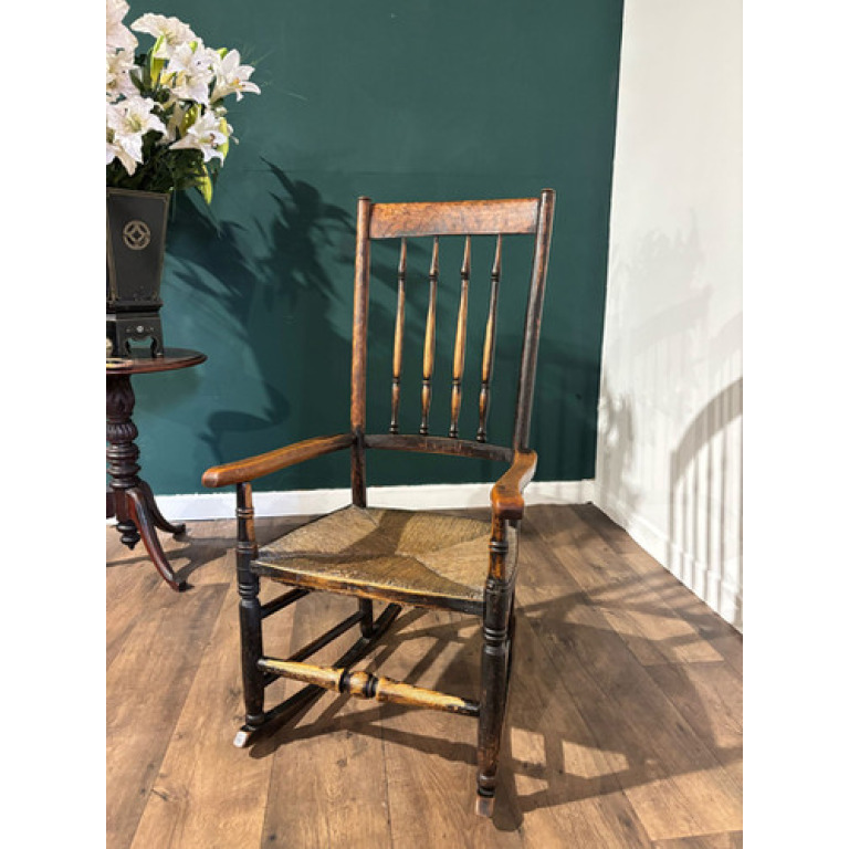 18th Century Lancashire Spindle Back Rocking Chair
