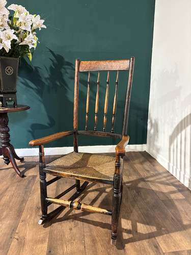 18th Century Lancashire Spindle Back Rocking Chair