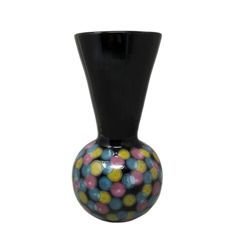 1980s Exquisited Handcrafted Polychrome Vase in Ceramic by Bizzirri. Made in Italy