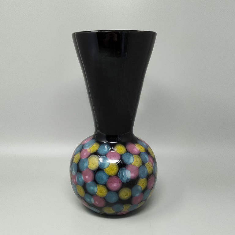 1980s Exquisited Handcrafted Polychrome Vase in Ceramic by Bizzirri. Made in Italy - Image 3