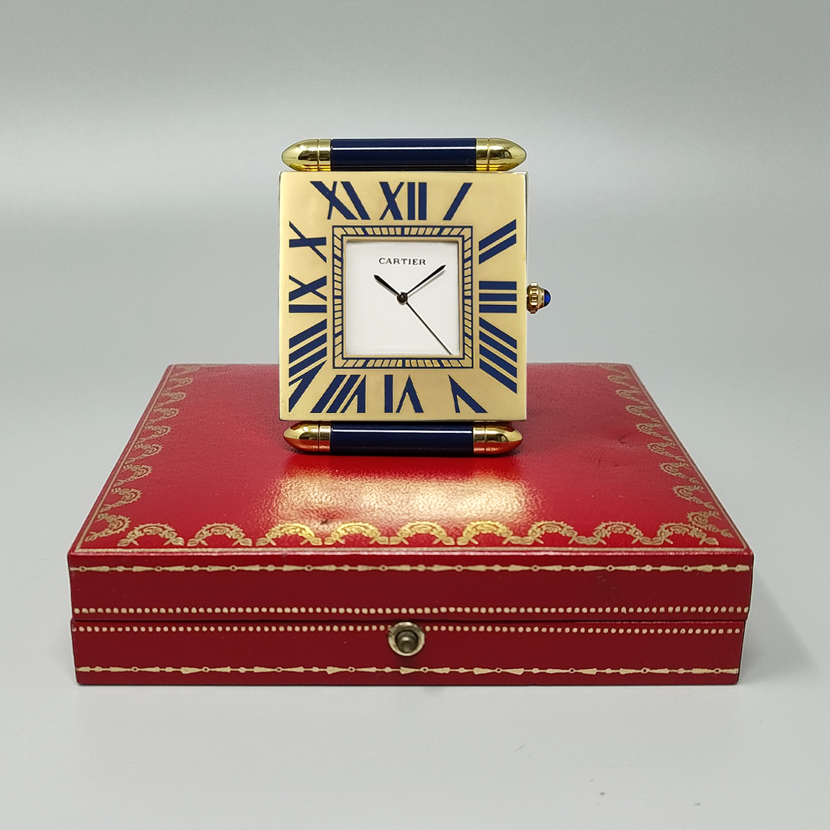 1990s Gorgeous Cartier Alarm Clock Pendulette. Made in Swiss