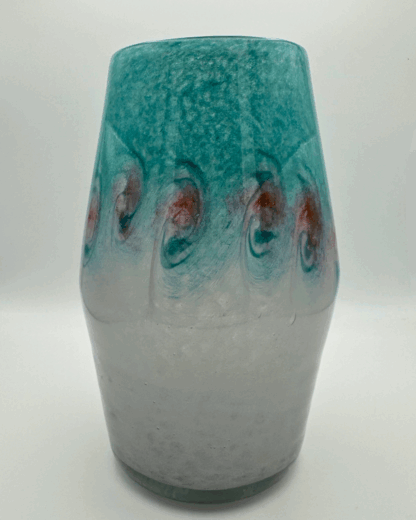 Vasart Signed V017 Green & White 7½" Vase with Molten Murriles, 1940s/50s - Image 2