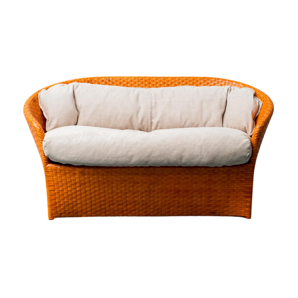 2 Seater Woven Sofa By Tito Angioli 90s Vintage Modern