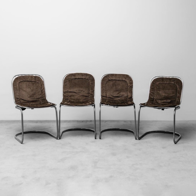 Set Of 4 Gastone Rinaldi Metal Chairs From The 70s Vintage Modern