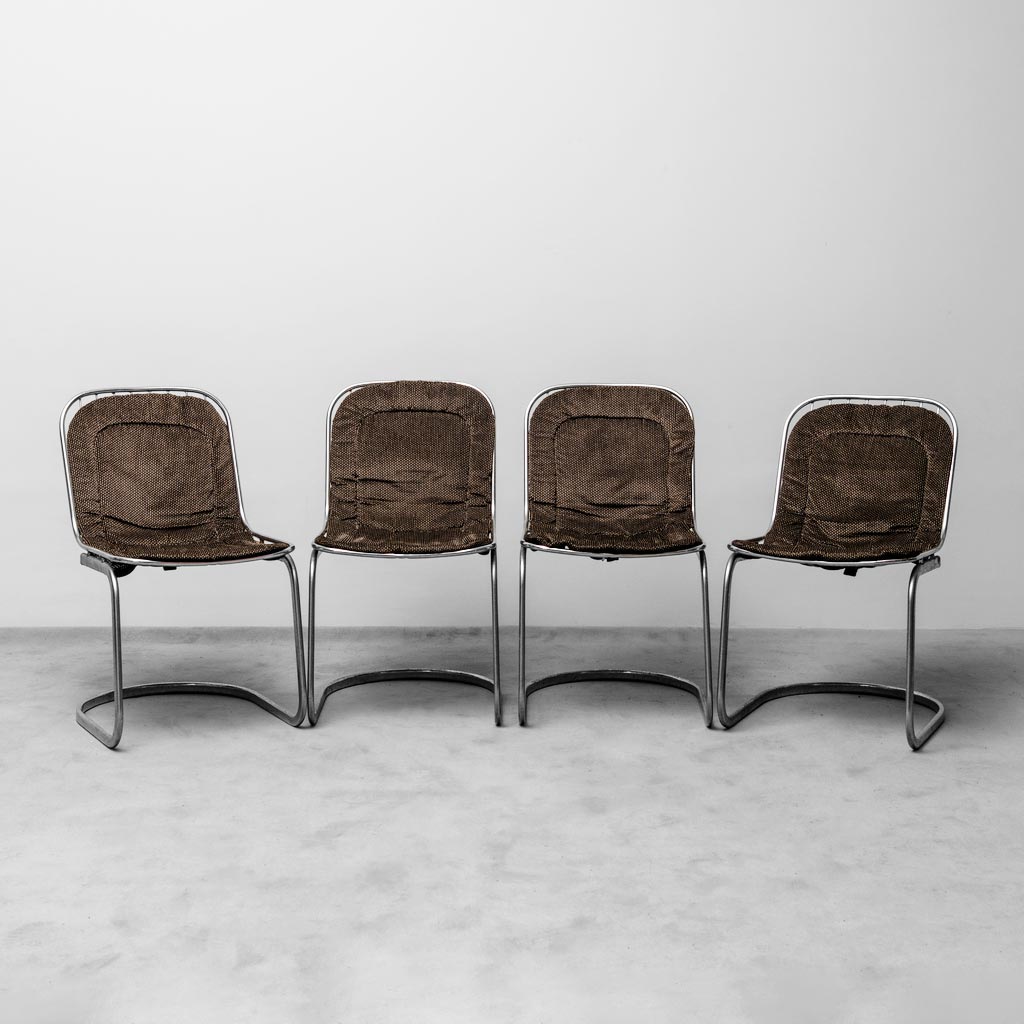 Set Of 4 Gastone Rinaldi Metal Chairs From The 70s Vintage Modern
