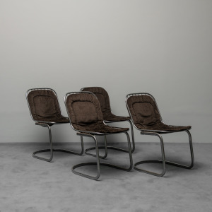 Set Of 4 Gastone Rinaldi Metal Chairs From The 70s Vintage Modern