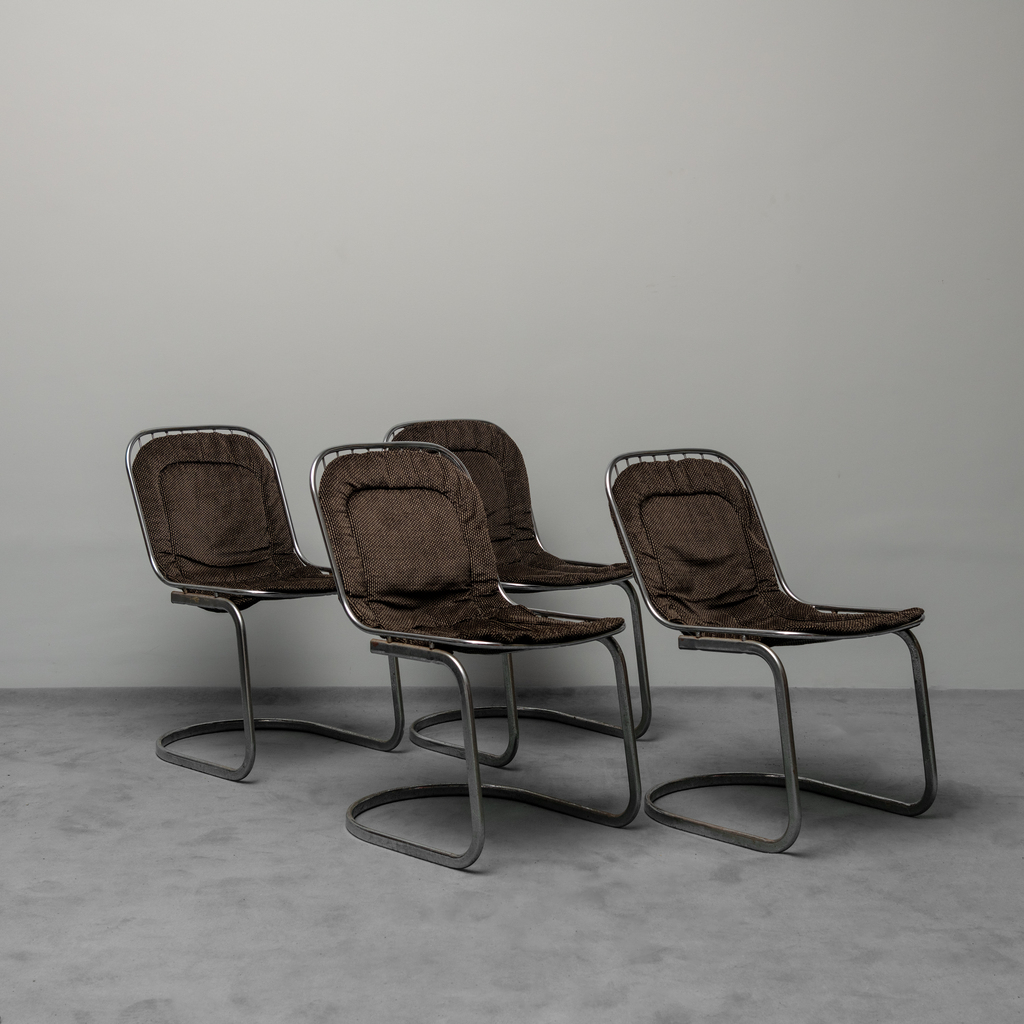 Set Of 4 Gastone Rinaldi Metal Chairs From The 70s Vintage Modern