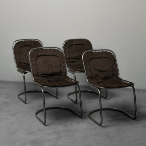 Set Of 4 Gastone Rinaldi Metal Chairs From The 70s Vintage Modern