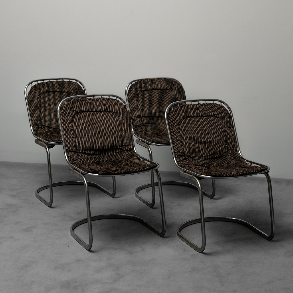 Set Of 4 Gastone Rinaldi Metal Chairs From The 70s Vintage Modern