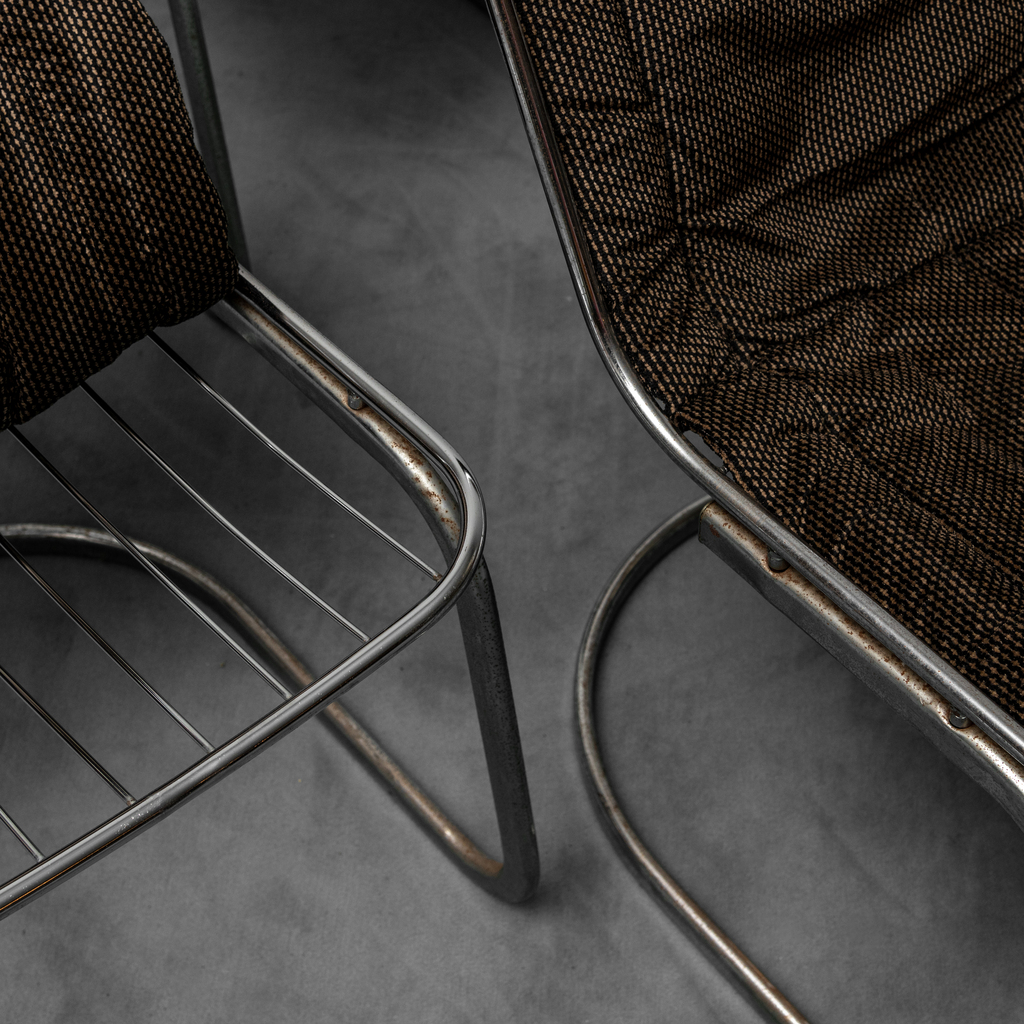 Set Of 4 Gastone Rinaldi Metal Chairs From The 70s Vintage Modern