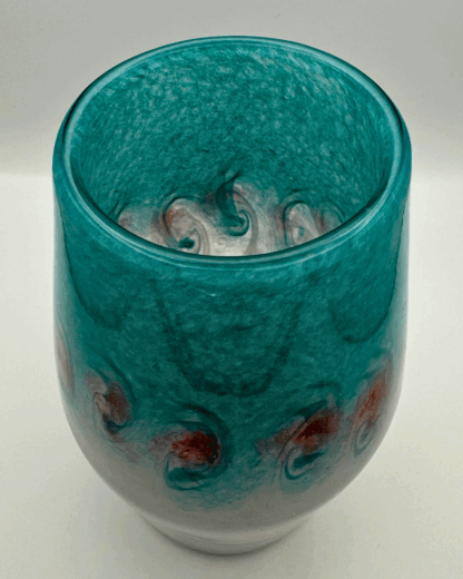 Vasart Signed V017 Green & White 7½" Vase with Molten Murriles, 1940s/50s - Image 3