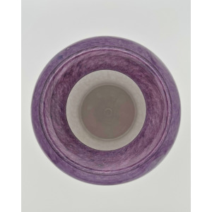 Vasart Signed V020 Purple & White 6½" Vase with Molten Swirl, 1940s/50s