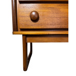 Mid-Century Danish Style Teak & Mahogany Tallboy Chest of Drawers on Sleigh Legs.