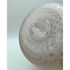 Vasart Signed V020 Purple & White 6½" Vase with Molten Swirl, 1940s/50s