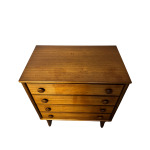 Mid-Century Danish Style Teak & Mahogany Tallboy Chest of Drawers on Sleigh Legs.